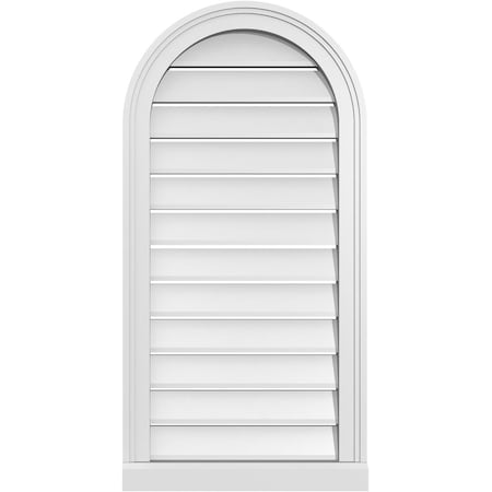 Ekena Millwork Round Top Surface Mount PVC Gable Vent: Functional, w/ 2"W x 2"P Brickmould Sill Frame, 18"W x 36"H GVPRT18X3603SF